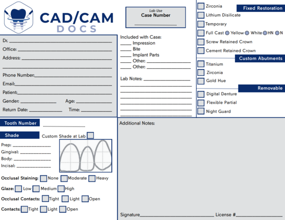 Lab Rx Format Lab Rx - CADCAM DOCS
